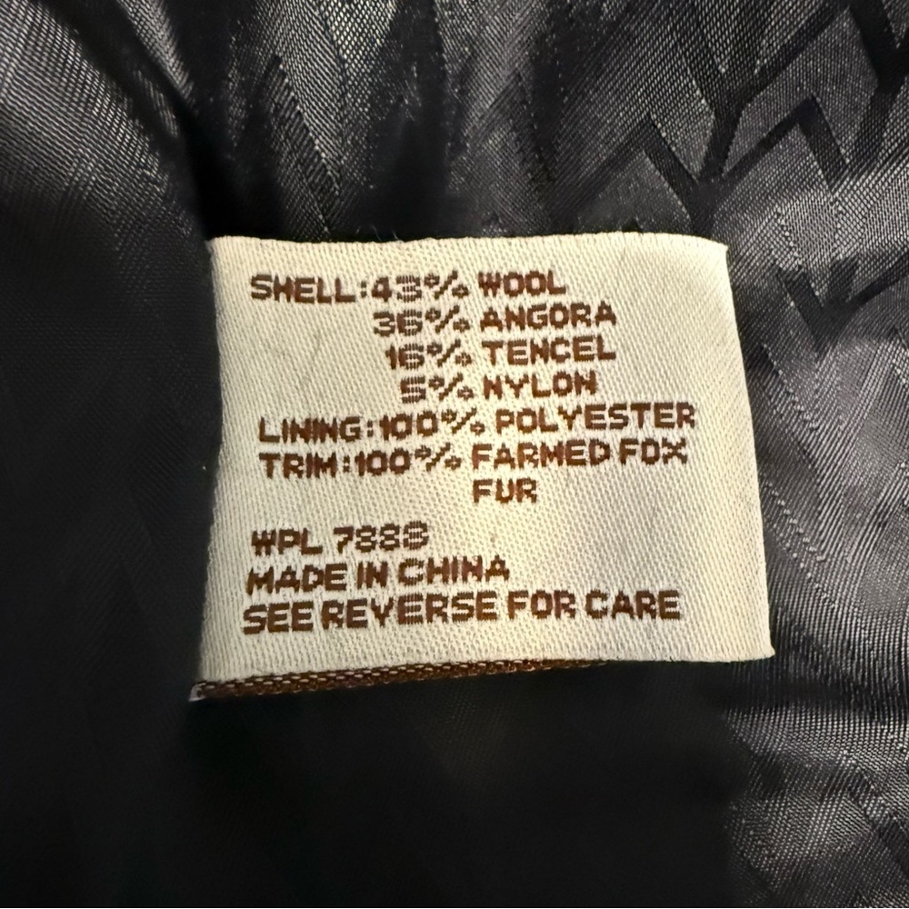 MICHAEL Michael Kors Black Wool Angora Blend Coat Real Fur Collar Women’s 10 - Picture 13 of 13